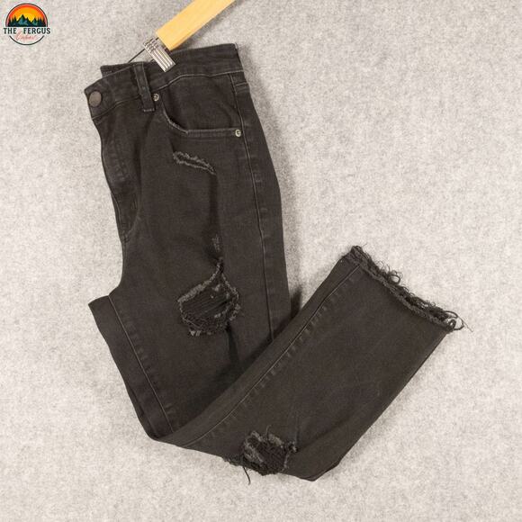 Aéropostale Denim - Aeropostale Jegging Jeans Black Ankle Distressed Denim High-Rise Women's 12 Reg